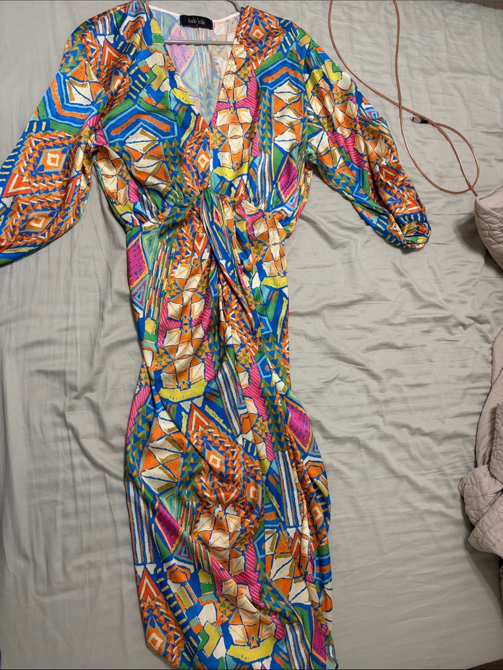 fab'rik Bright Multicolor Geometric Maxi Wrap Dress